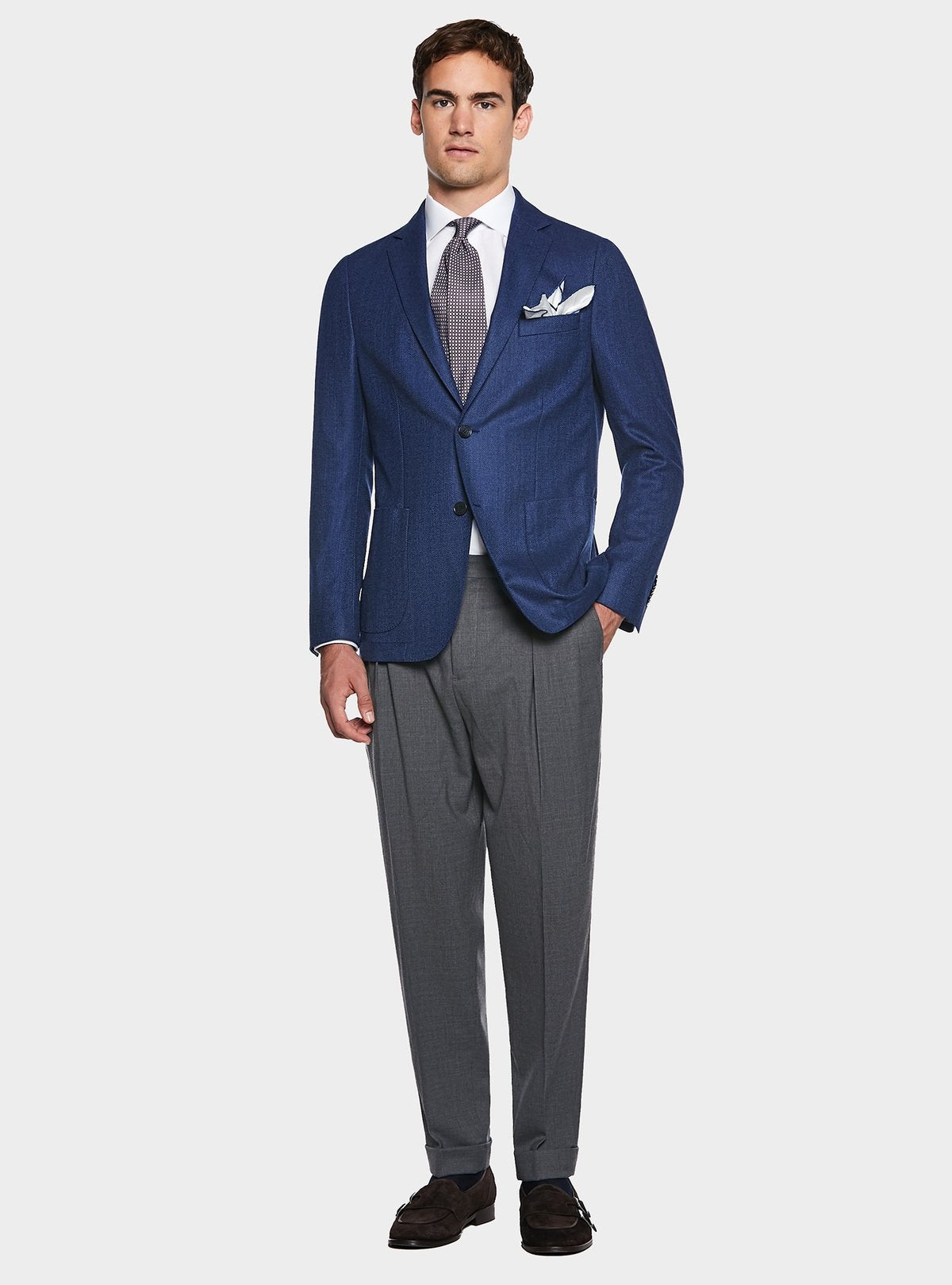 Giacca spigata in pura lana