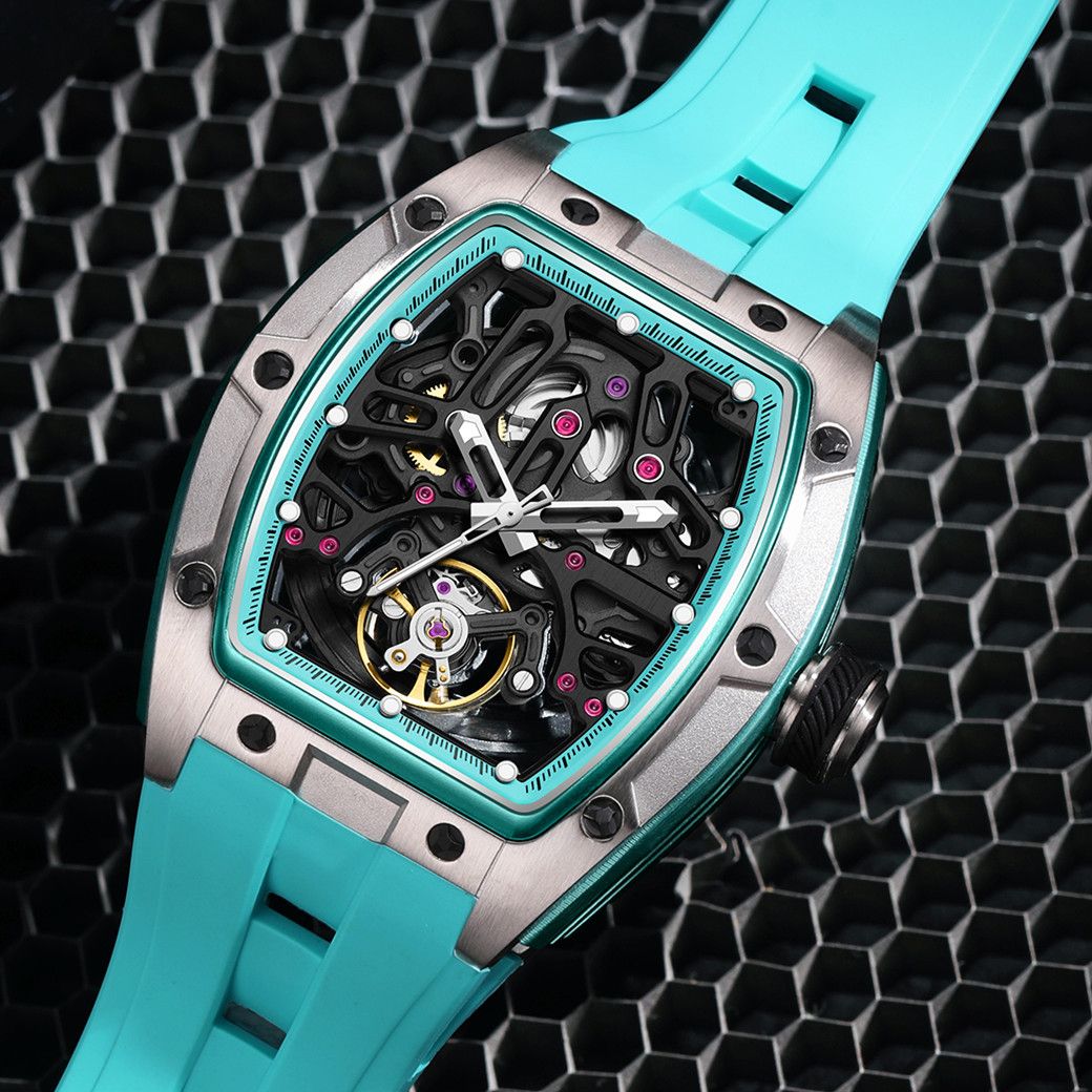 New Skeleton Dial Watches for Men Stainless Steel Case Automatic Mechanical Wristwatch Waterproof Luminous Sport Watch 9198-1