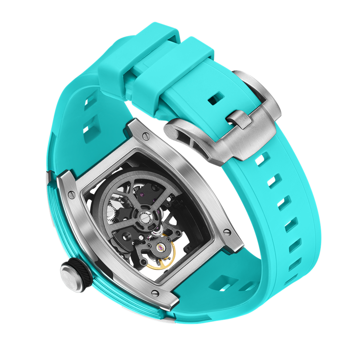 New Skeleton Dial Watches for Men Stainless Steel Case Automatic Mechanical Wristwatch Waterproof Luminous Sport Watch 9198-1